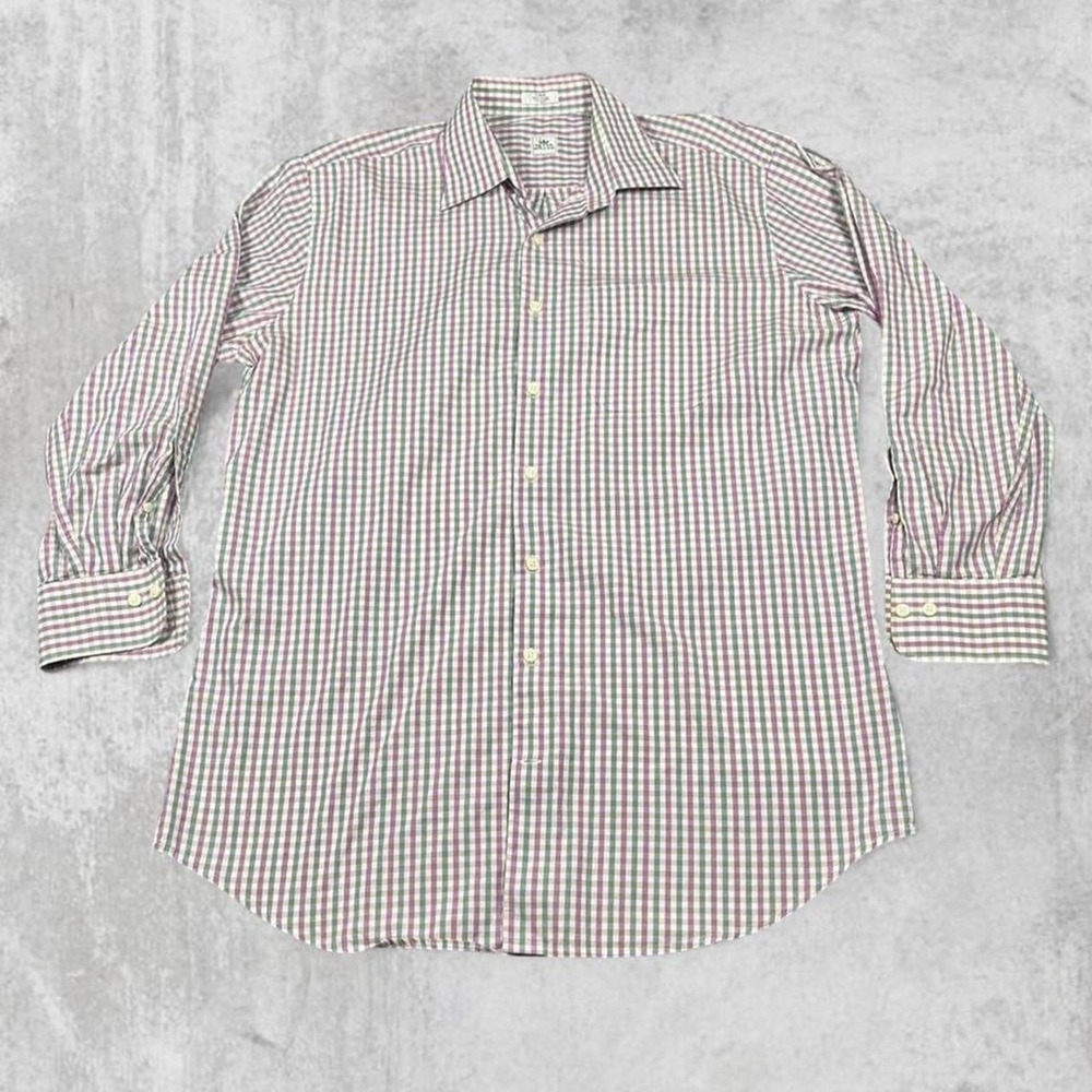 Peter Millar Mens Large Long Sleeve Multi Color Check Cotton Button Down Shirt